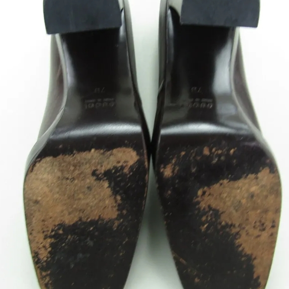 Gucci High Heels Womens Size 7B Brown Leather Square Closed Toe Block Heel - Picture 8 of 8